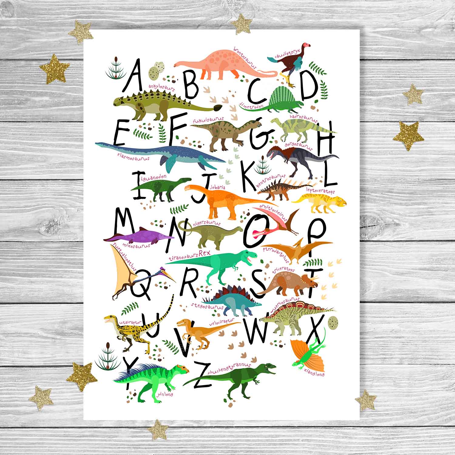 Dinosaur Alphabet Poster Number Poster Dinosaur Nursery